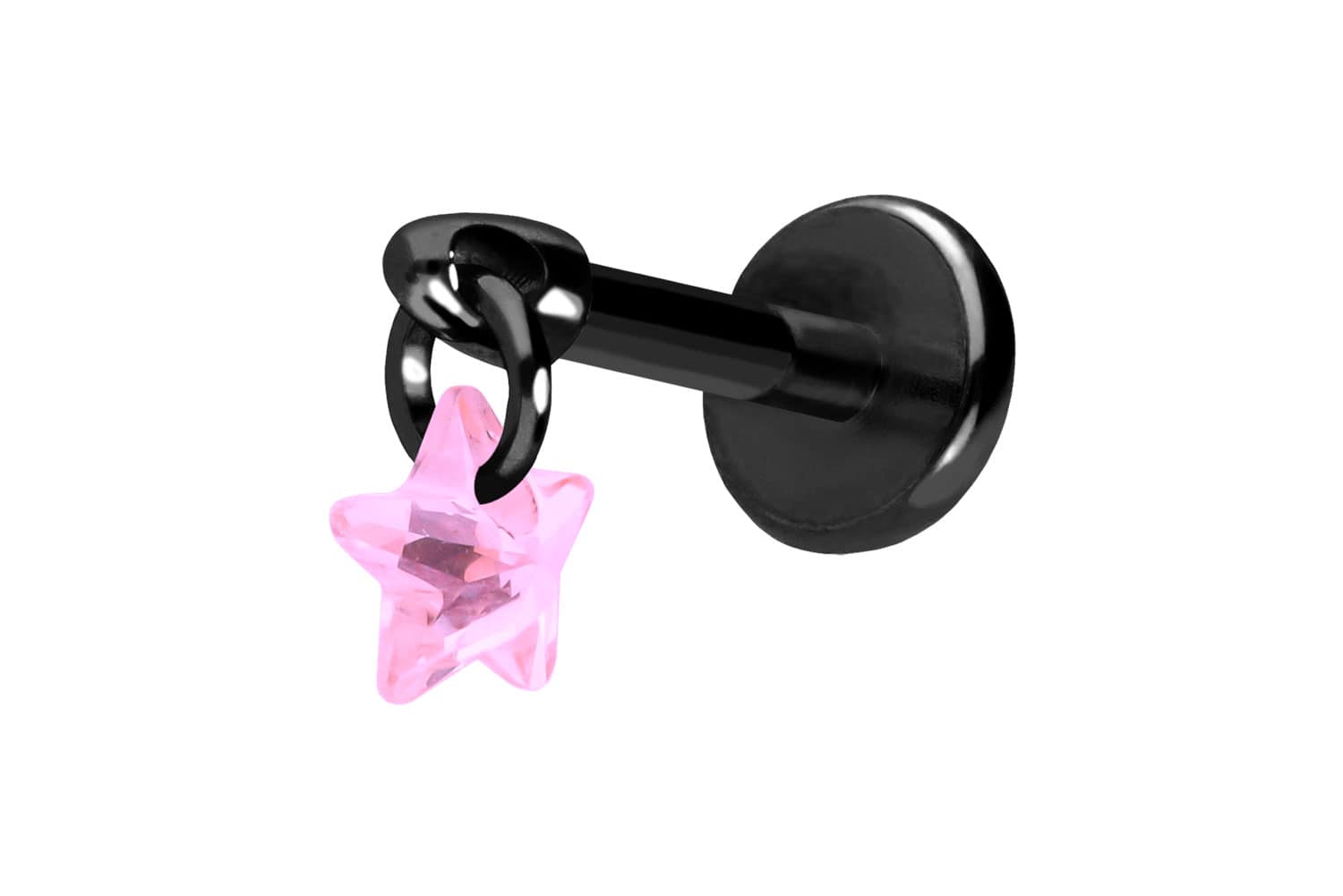 Titan Labret Piercing mit Push Fit KRISTALLSTERN